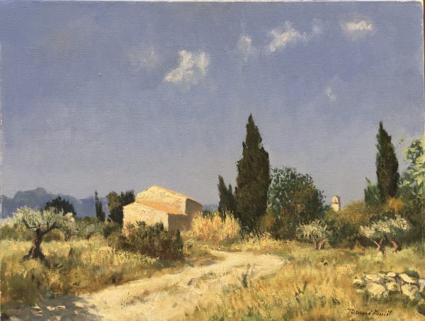 "Chemin aux cyprès" de monsieur Durand-Henriot, huile sur toile de format 15P.