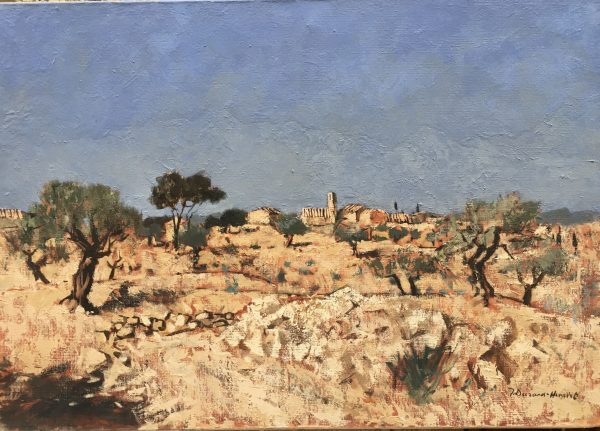 "Jijona, Espagne"  oeuvre originale de monsieur Durand-Henriot, huile sur toile de format 30P.