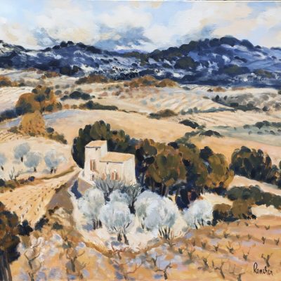"Village provençal" Huile sur toile de l'artiste peintre Renvier de format 25F.