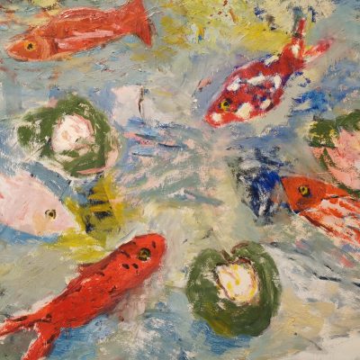 Poissons rouges et nymphéas