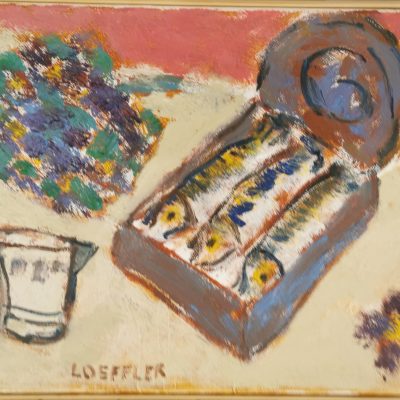 Sardines et bouquet de violettes